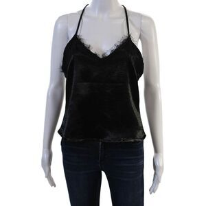 One Way Womens Camisole Black V-Neck Tie Polyester Sleeveless Size 6
